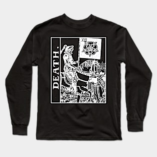 Death Tarot Card Rider Waite Black and White Long Sleeve T-Shirt